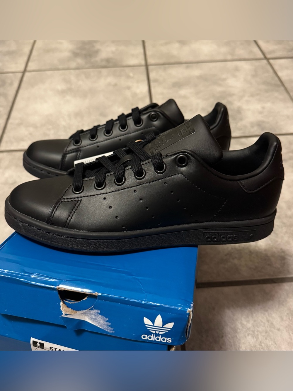 Adidas Stan Smith Triple Black Sneakers Shoes Size M5/W6 Unisex New